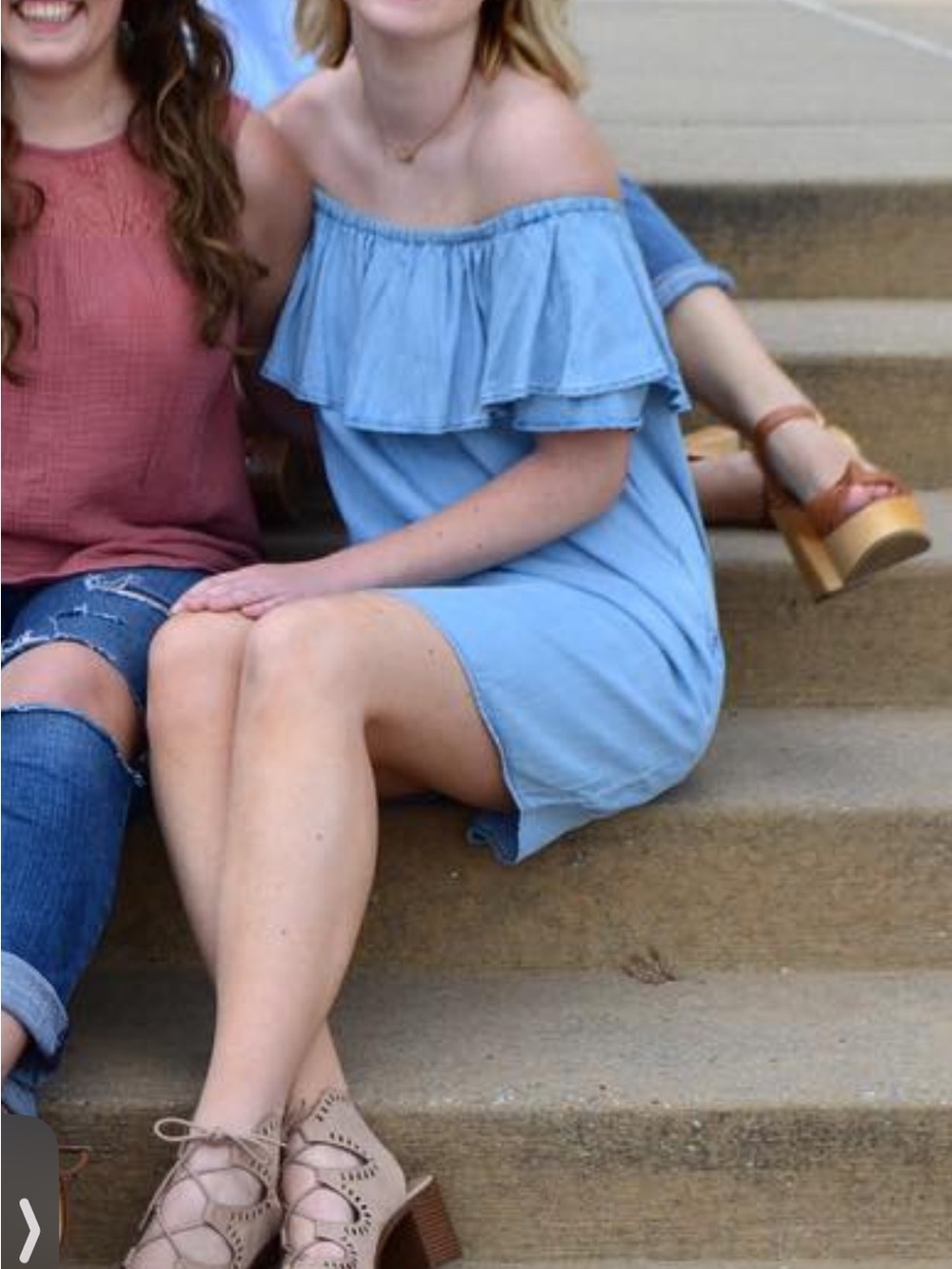 Zara Premium Denim Off-Shoulder Ruffle Mini Dress - Picture 3 of 7